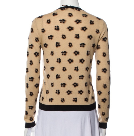 RED VALENTINO Leopard Printed Crew Neck Sweater Cardigan Button Down - Picture 8 of 16